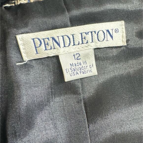 PENDLETON Wool-Lambs Wool HOUNDSTOOTH Plaid 3 Button Blazer Jacket Size 12 r1 - Picture 7 of 8